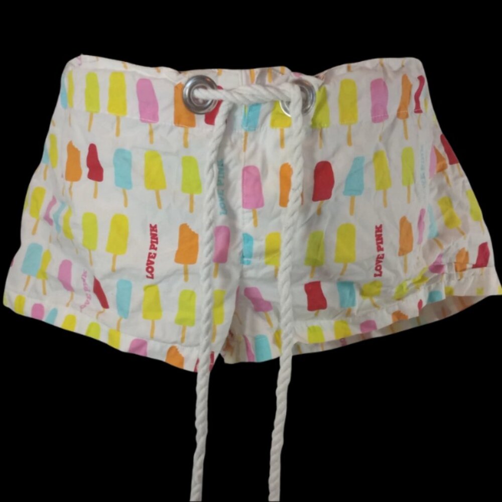Vintage Y2K Victoria's Secret PINK Popsicle Print Ruffle Sleep Shorts Size S